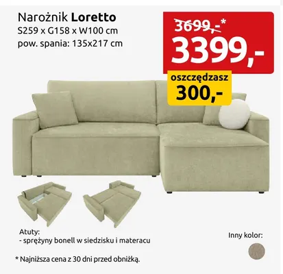 Narożnik Loretto promocja w Black Red White