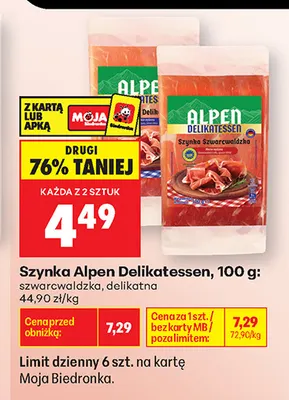 Szynka Alpen Delikatessen delikatna promocja w Biedronka