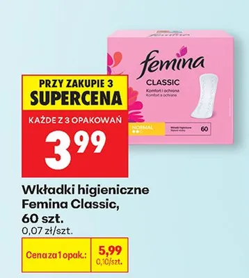 Wkładki higieniczne Classic promocja w Biedronka