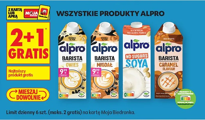 Napój roślinny wszystkie rodzaje 2+1 GRATIS promocja w Biedronka