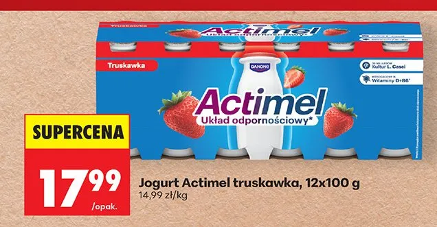 Napój jogurtowy, truskawka 12x100g promocja w Biedronka