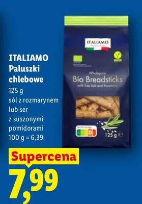 Paluszki chlebowe sól z rozmarynem lub ser z suszonymi pomidorami promocja w Lidl