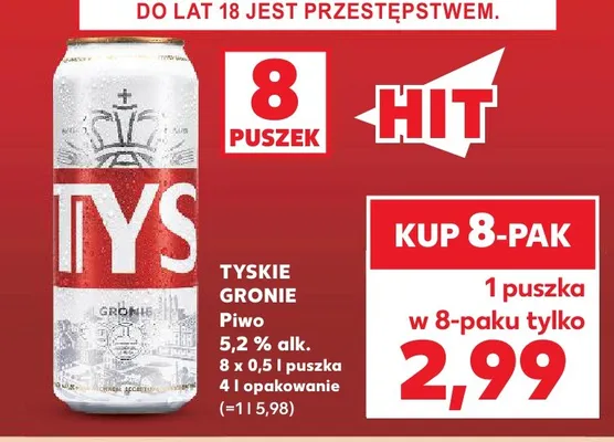 Piwo Tyskie Gronie 8-pak promocja w Kaufland