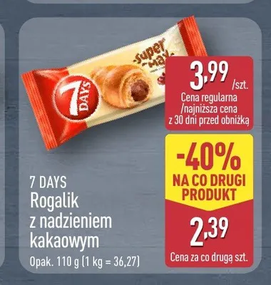 Rogalik z nadzieniem kakaowym 7 Days promocja w Aldi