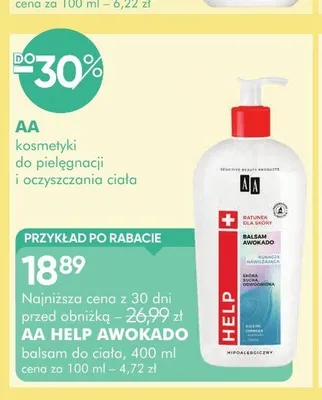 Balsam do ciała AA Help Awokado promocja w Super-Pharm