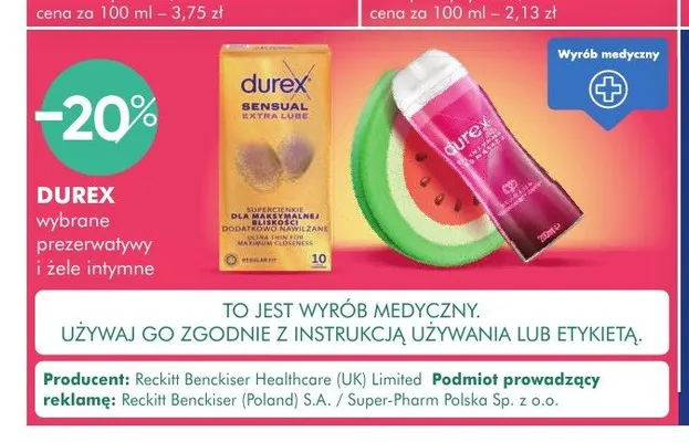 Prezerwatywy i żele intymne Durex promocja w Super-Pharm