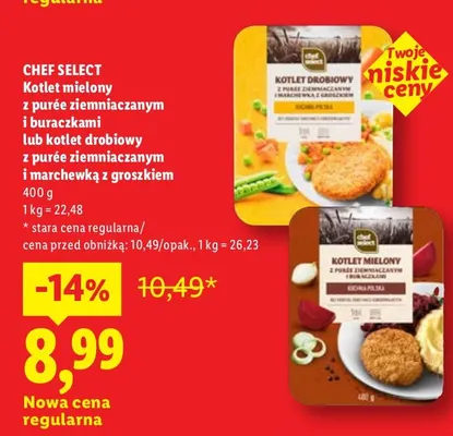 Kotlet mielony z purée ziemniaczanym i buraczkami Chef Select promocja w Lidl