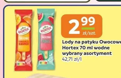 Lody na patyku Owocowe Hortex wodne promocja w Gama