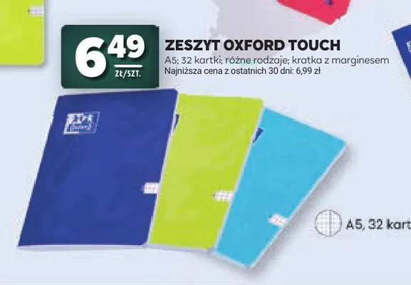 Zeszyt Oxford Touch A5 32 kartki kratka z marginesem promocja w Stokrotka