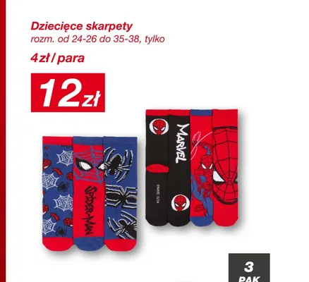 Dziecięce skarpety Spider-Man 3-pak promocja w KiK