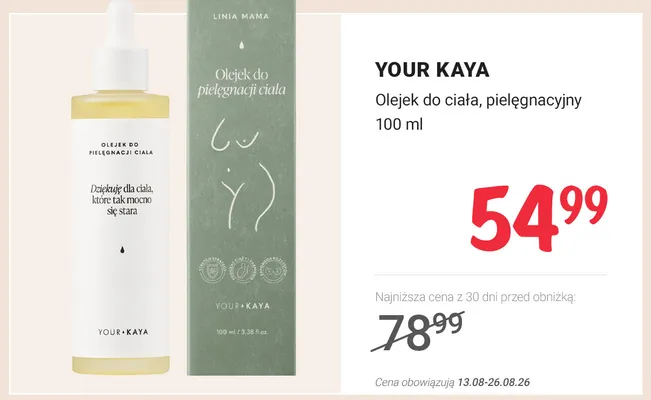 Olejek do pielęgnacji ciała Your Kaya Linia Mama promocja w Rossmann