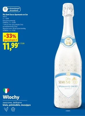 Wino musujące Allini Piu Semi Secco Spumante on Ice promocja w Lidl