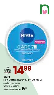 Lekki krem do twarzy Nivea Care 7 w 1 promocja w Drogerie Natura