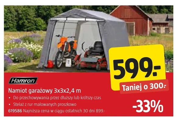 Namiot garażowy Hamron promocja w Jula