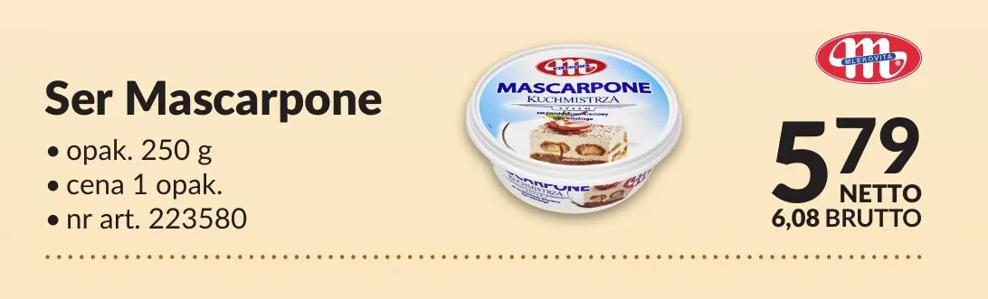 Ser Mascarpone Kuchmistrza Mlekovita promocja w Makro
