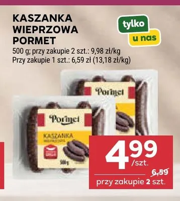 Kaszanka wieprzowa Pormet promocja w Stokrotka