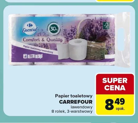 Papier toaletowy Carrefour lawendowy 8-pak 3-warstwowy promocja w Carrefour Express