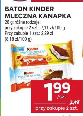 Baton Kinder Mleczna Kanapka Kinder promocja w Stokrotka