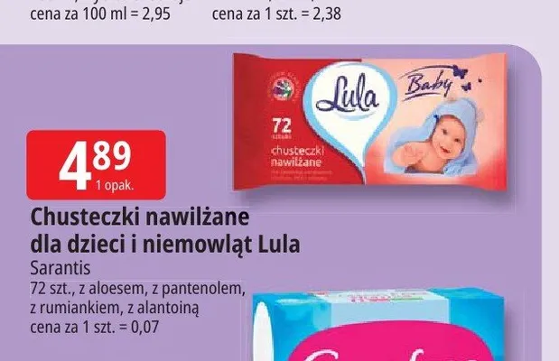 Chusteczki nawilżane dla dzieci i niemowląt Lula promocja w Leclerc