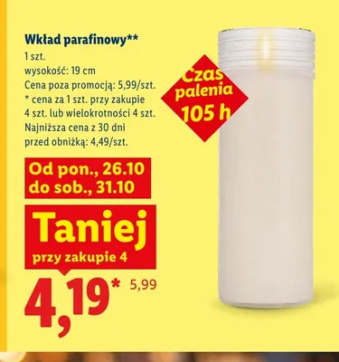 Wkład parafinowy 19 cm promocja w Lidl