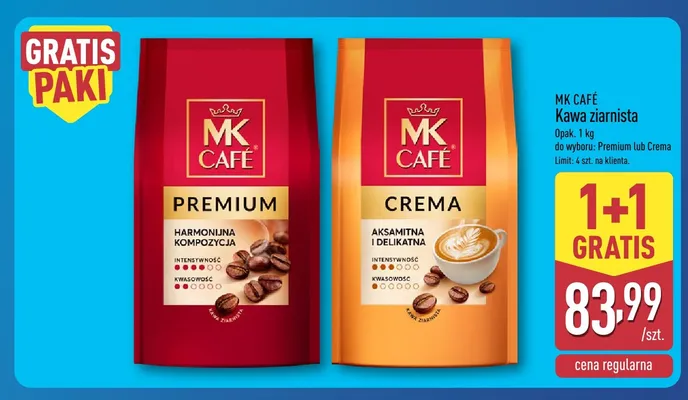 Kawa ziarnista MK Café Premium promocja w Aldi