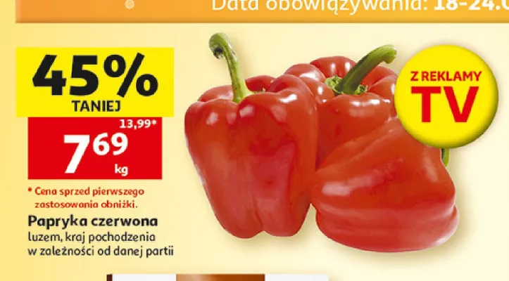 Papryka czerwona luzem promocja w Auchan