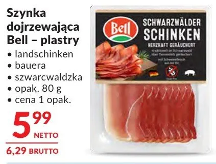 Szynka Szynka dojrzewająca Bell - plastry landschinken, naturze, szwarcwaldzka promocja w Makro