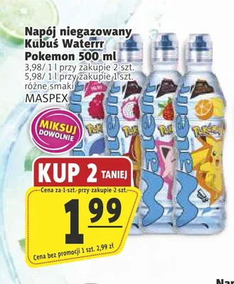 Napój niegazowany Kubuś Waterrr Pokemon promocja w Prim Market