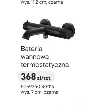 Bateria wannowa termostatyczna wys. 7 cm czarna promocja w Castorama