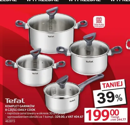 Komplet garnków 8 części Daily Cook Tefal promocja w Selgros