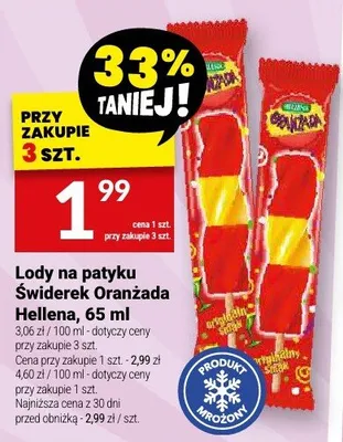 Lody na patyku Świderek Oranżada Hellena promocja w Twój Market