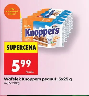Wafelek Knoppers peanut 5-pak promocja w Biedronka