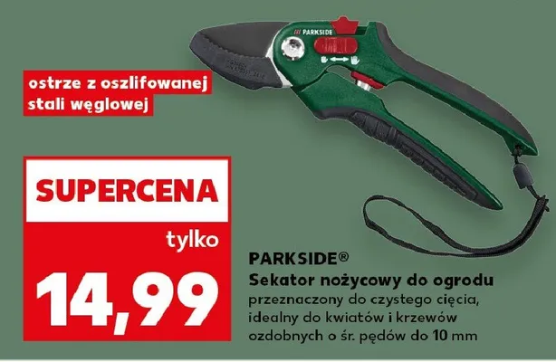 Sekator nożycowy do ogrodu przeznaczony do czystego cięcia, idealny do kwiatów i krzewów ozdobnych o śr. pędów do 10 mm promocja w Kaufland