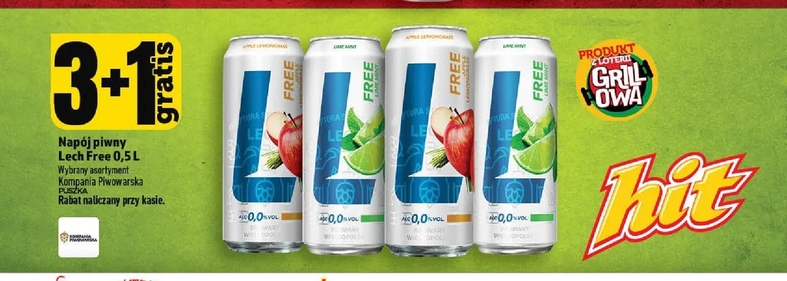 Napój piwny Lech Free promocja w TOPAZ