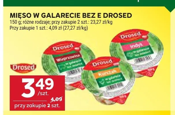 Mięso w galarecie bez E indyk Drosed promocja w Stokrotka