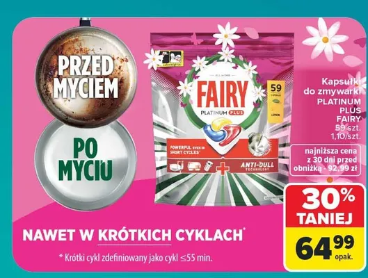 Kapsułki do zmywarki Fairy Platinum Plus Lemon promocja w Carrefour Market