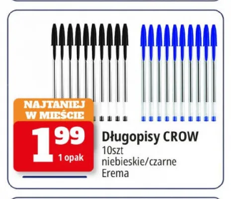 Długopisy Crow czarne promocja w Leclerc