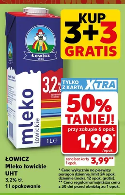 Mleko UHT Łowicz łowickie 3,2% promocja w Kaufland