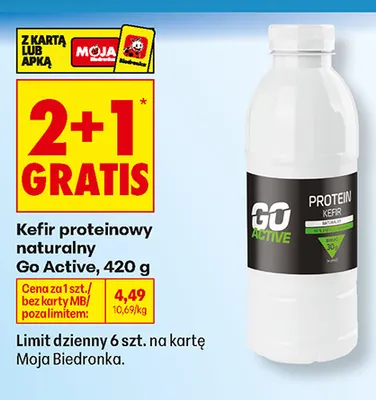 Kefir proteinowy naturalny Go Active promocja w Biedronka
