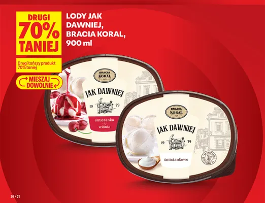 Lody Jak Dawniej śmietanka z wiśnią Bracia Koral promocja w Biedronka