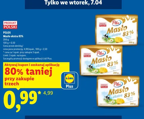 Masło ekstra 83% promocja w Lidl