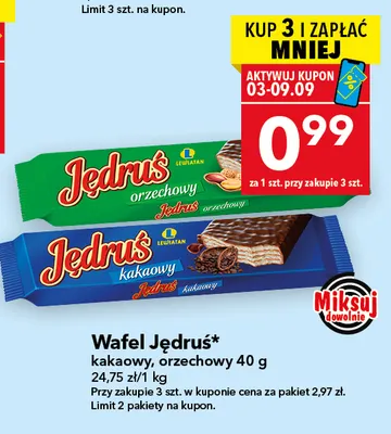 Wafel Jędruś kakaowy promocja w LEWIATAN