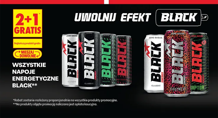 Napój energetyczny Black Zero Sugar Classic promocja w Biedronka