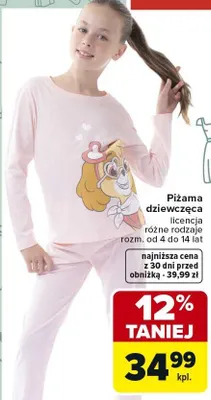Piżama dziewczęca licencja różne rodzaje promocja w Carrefour
