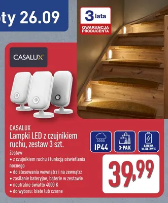 Lampki LED z czujnikiem ruchu zestaw 3 szt. Casalux promocja w Aldi