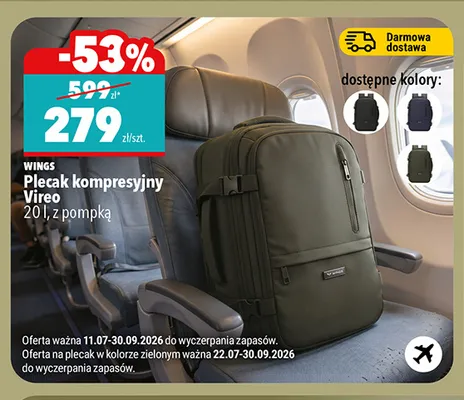 Plecak kompresyjny WINGS Vireo 20 l promocja w Biedronka