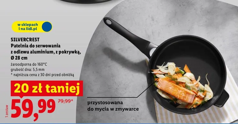 Patelnia do serwowania z odlewu aluminium, z pokrywką, Ø 28 cm promocja w Lidl