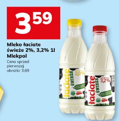 Mleko łaciate naturalne 2%, 3.2% Mlekpol promocja w Hitpol