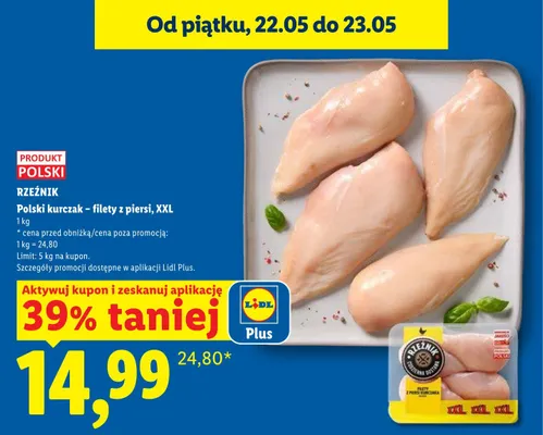 Polski kurczak filety z piersi XXL Rzeźnik promocja w Lidl