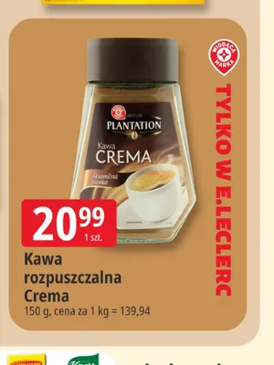 Kawa rozpuszczalna Plantation Crema promocja w Leclerc